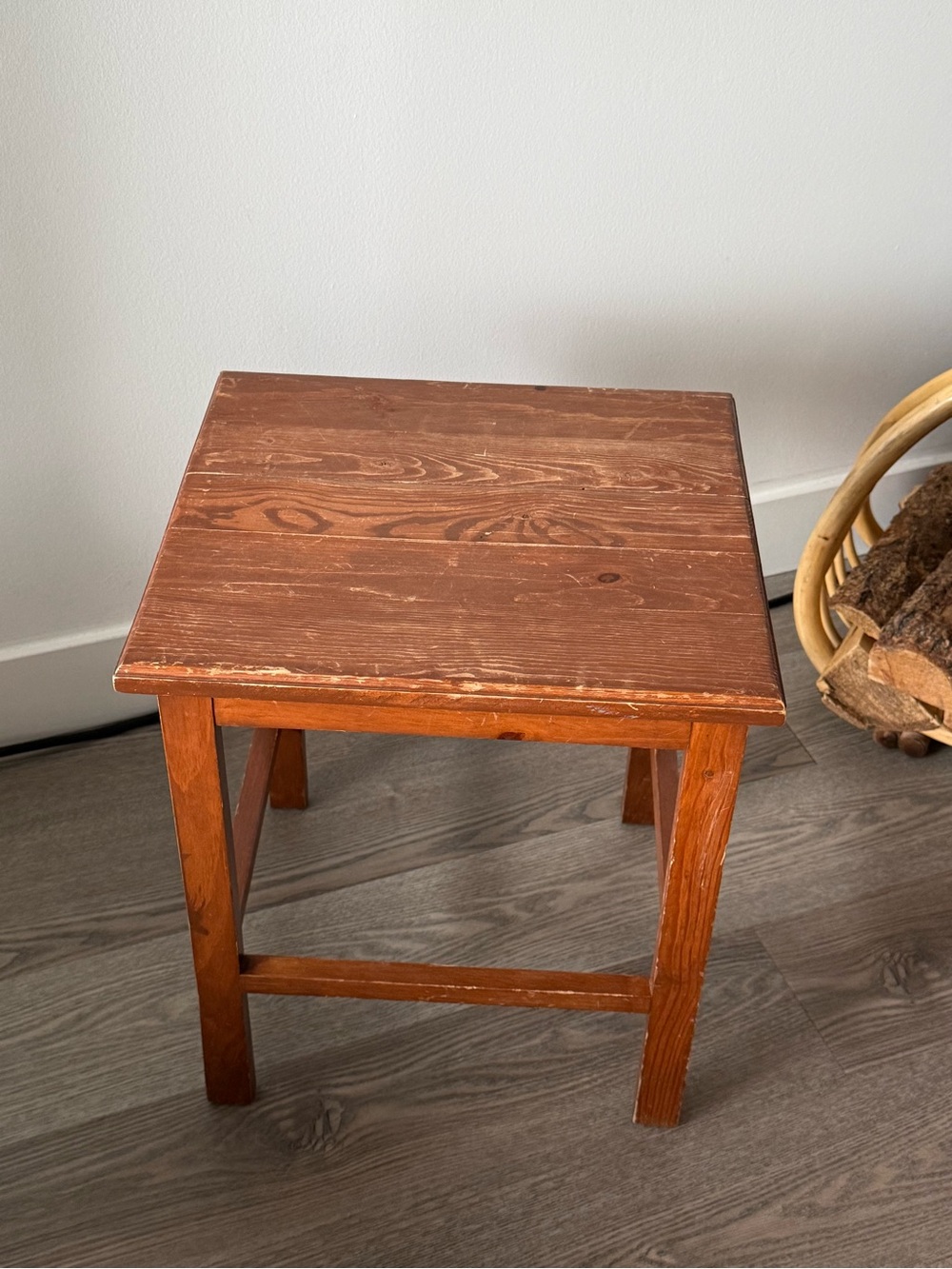 Vintage Wood 13x15x17" Stained Handmade Side End Table MCM Decor Cottagecore